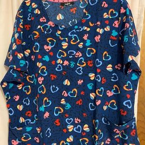 HeartSoul Rainbow Hearts Scrub Top